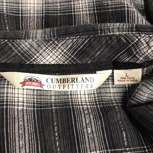 CUMBERLAND OUTFITTERS LARGE BLACK GRAY PLAID - Picture 7 of 9